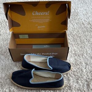 Soludos Navy Espadrilles with Light Blue Edge